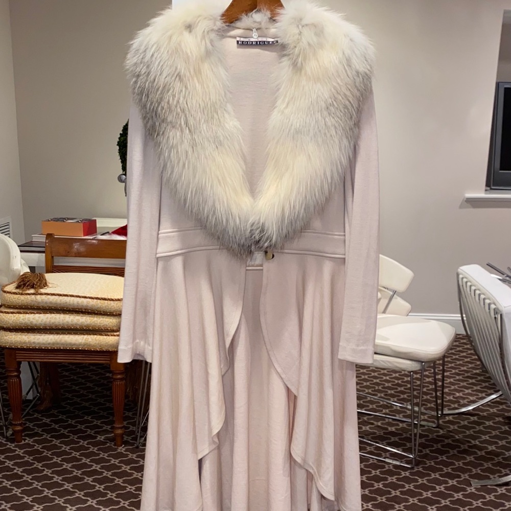 David Rodriguez Sweatercoat with Fur Collar